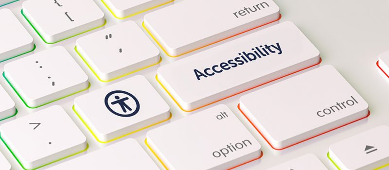 istock-2178016340_website Close-up of a keyboard with an accessibility icon and an accessibility-labelled key.